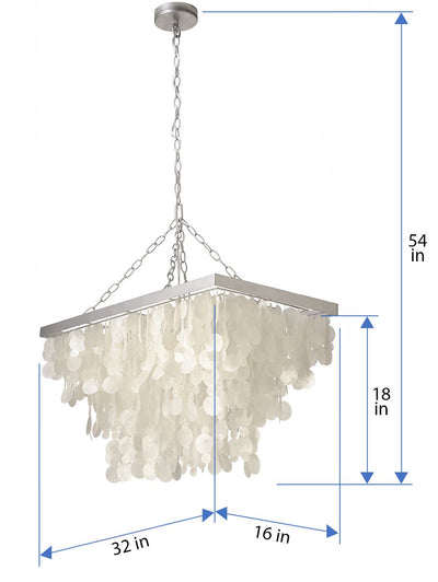 Rectangular Capiz Seashell Rain Drop Pendant Lamp