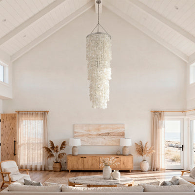 Round King Size Chandelier with Round Capiz