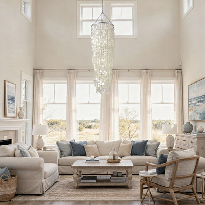 Round King Size Chandelier with Round Capiz