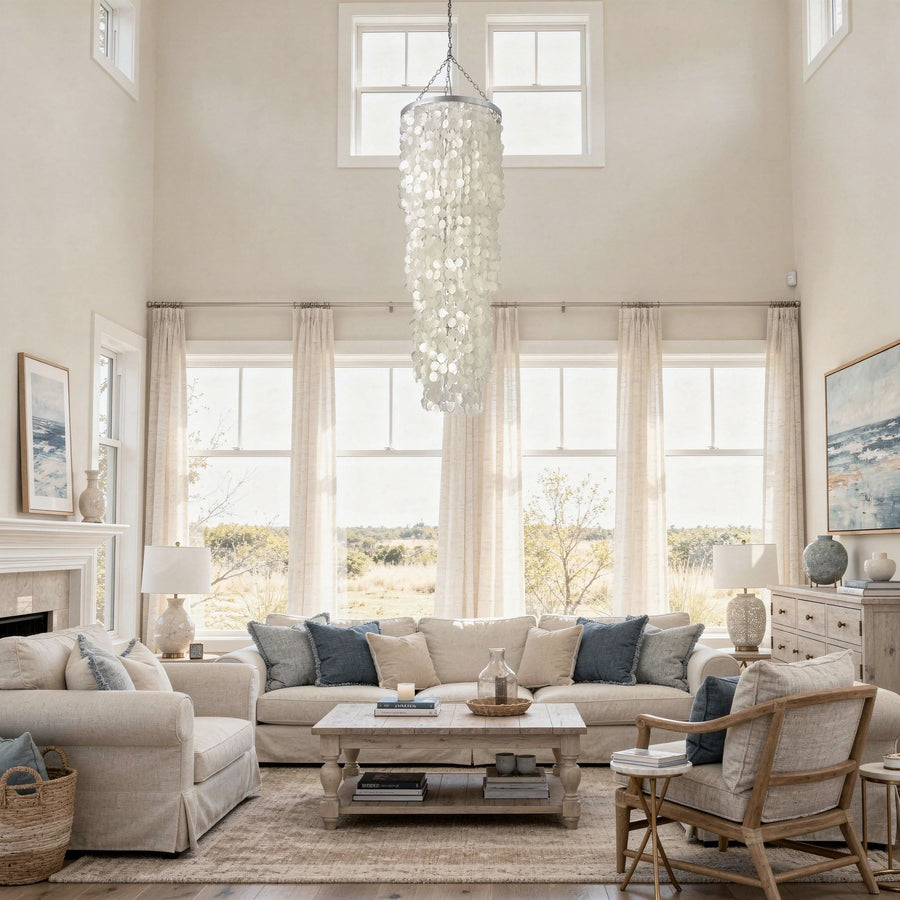 Round King Size Chandelier with Round Capiz