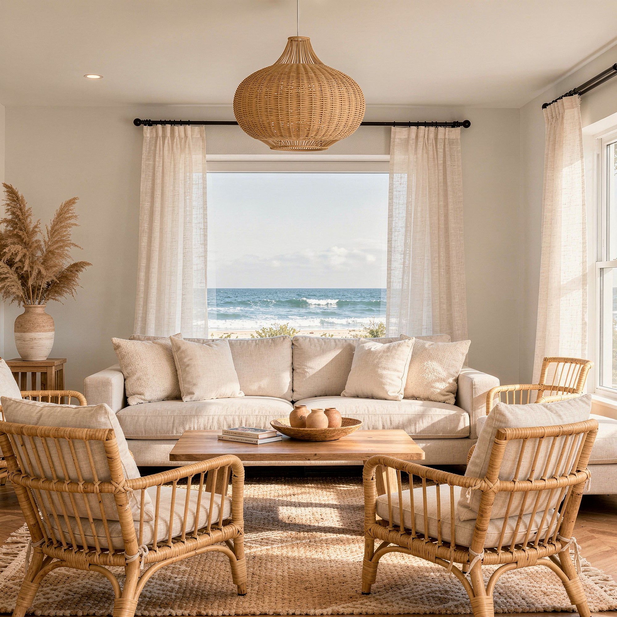 Wicker Pear-Shaped Pendant Lamp, Extra Large