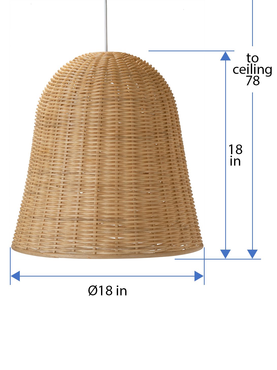 Wicker Bell Pendant Lamp, Natural Brown