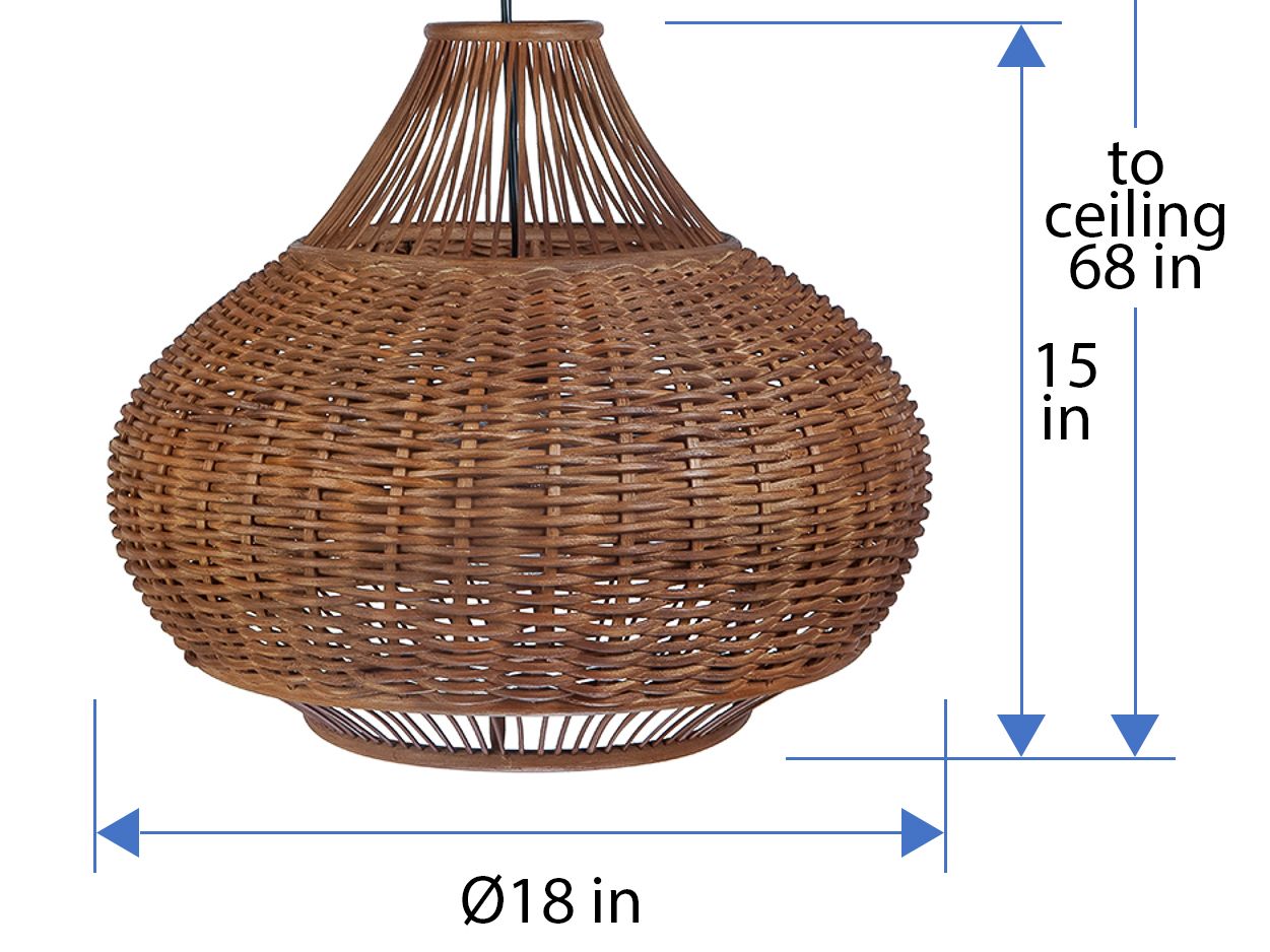 Wicker Pear-Shaped Pendant Lamp