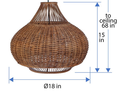 Wicker Pear-Shaped Pendant Lamp