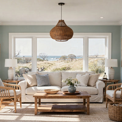 Wicker Pear-Shaped Pendant Lamp