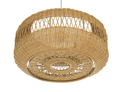 Open Weave Candy Wicker Pendant Lamp, Natural Brown