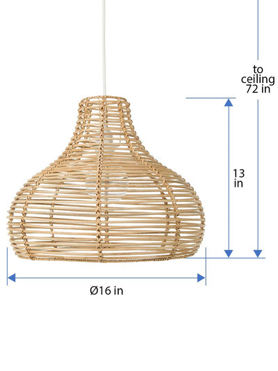 Palau Continuous Weave Wicker Dome Lamp, Natural, Large