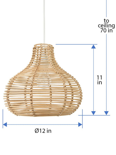 Palau Continuous Weave Horizon Wicker Lamp, Natural, Small