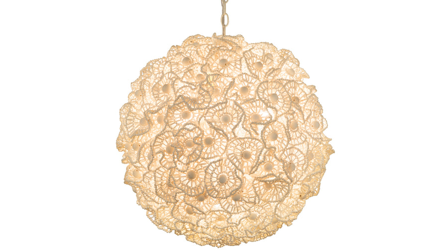 Wood Bead Ball Pendant Lamp, Diameter 24 Inches