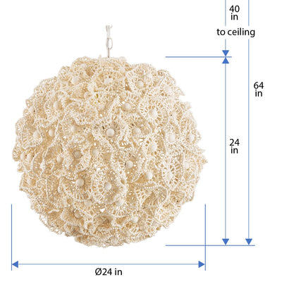 Wood Bead Ball Pendant Lamp, Diameter 24 Inches