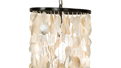 Round Pendant Lamp with Oval Capiz & Coco Beads