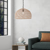 Open Weave Cane Rib Dome Pendant Lamp, Natural