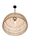 Open Weave Cane Rib Dome Pendant Lamp, Natural