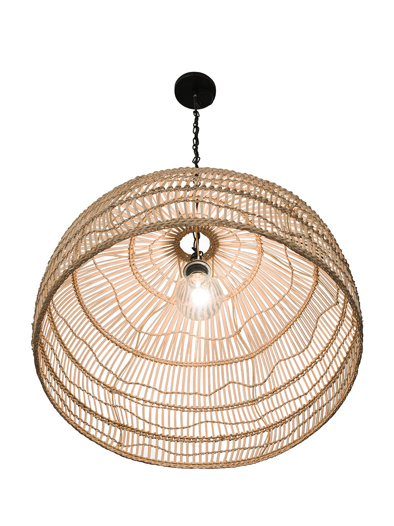 Luhu Open Weave Cane Rib Dome Pendant Lamp, Natural