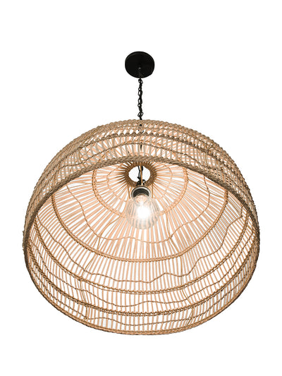 Luhu Open Weave Cane Rib Dome Pendant Lamp, Natural