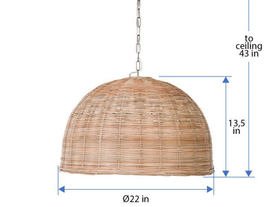 Panay Wicker Dome Pendant Lamp. Natural