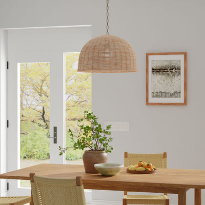 Panay Wicker Dome Pendant Lamp. Natural