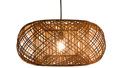 Bamboo Crisscross Pendant Lamp, Rustic Brown