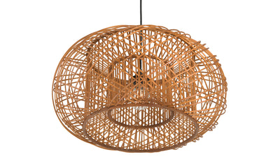 Bamboo Crisscross Pendant Lamp, Rustic Brown