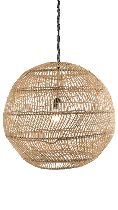 Luhu Open Weave Cane Rib Ball Pendant Lamp, Natural