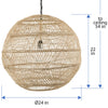 Luhu Open Weave Cane Rib Ball Pendant Lamp, Natural