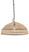 Luhu Open Weave Cane Rib Shallow Dome Pendant Lamp, Natural