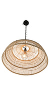 Luhu Open Weave Cane Rib Shallow Dome Pendant Lamp, Natural