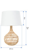 Luhu Cane Rib Bulb Table Lamp, Natural with White Shade