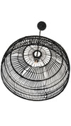 Luhu Open Weave Cane Rib Dome Pendant Lamp, Black