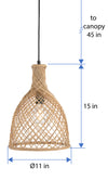 Bottle Cane Rib Open Weave Pendant Lamp, Natural