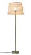 Luhu Open Weave Cane Rib Floor Lamp - Natural Shade with Brass Colored Stand