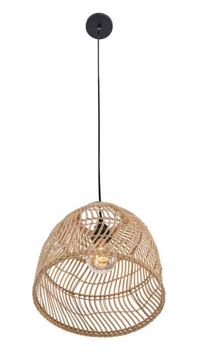 Luhu Open Weave Cane Rib Mini Bell Pendant Lamp, Natural, Small