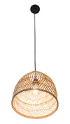 Luhu Open Weave Cane Rib Mini Bell Pendant Lamp, Natural, Small