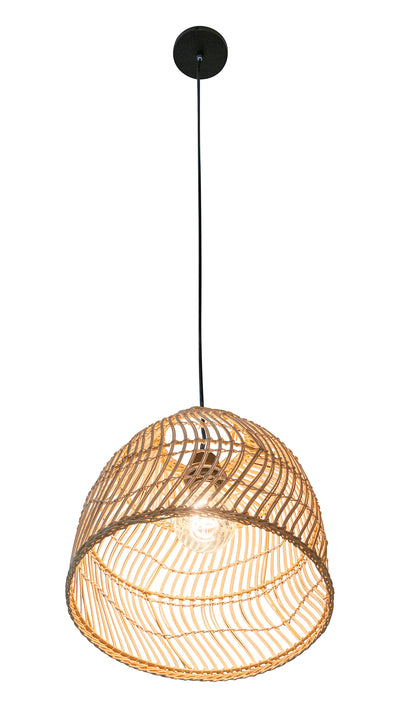 Luhu Open Weave Cane Rib Mini Bell Pendant Lamp, Natural, Small