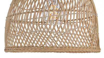 Luhu Open Weave Cane Rib Mini Bell Pendant Lamp, Natural, Small