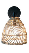 Luhu Open Weave Cane Rib Bell Sconce Wall Lamp, Natural