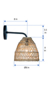 Luhu Open Weave Cane Rib Bell Sconce Wall Lamp, Natural