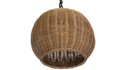 All Weather Wicker Outdoor Ball Pendant Lamp, Brown