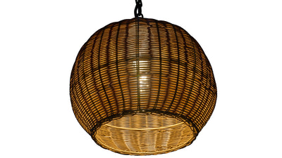 All Weather Wicker Outdoor Ball Pendant Lamp, Brown