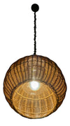 All Weather Wicker Outdoor Ball Pendant Lamp, Brown