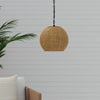 All Weather Wicker Outdoor Ball Pendant Lamp, Brown