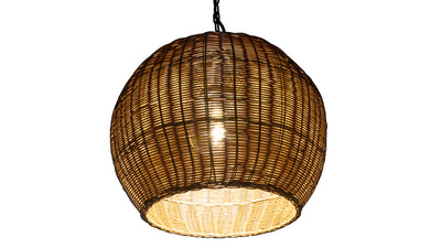 All Weather Wicker Outdoor Ball Pendant Lamp, Brown