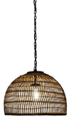 Luhu Open Weave All Weather Cane Rib Outdoor Dome Pendant Lamp