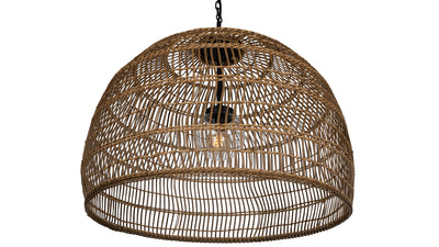 Luhu Open Weave All Weather Cane Rib Outdoor Bell Pendant Lamp