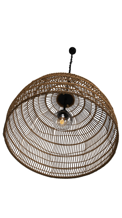 Luhu Open Weave All Weather Cane Rib Outdoor Bell Pendant Lamp