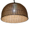 All Weather Wicker Outdoor Dome Pendant Lamp, Brown