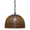 All Weather Wicker Outdoor Dome Pendant Lamp, Brown