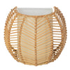 Wicker Rib Half-Sphere  Indoor Wall Sconce with Whie Fabric Light Diffuser, Natural