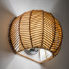 Wicker Rib Half-Sphere  Indoor Wall Sconce with Whie Fabric Light Diffuser, Natural