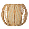 Wicker Rib Half-Sphere  Indoor Wall Sconce with Whie Fabric Light Diffuser, Natural